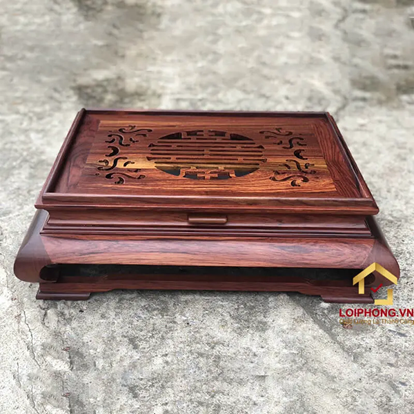 Khay trà gỗ cam lai kích thước 46x37x16cm